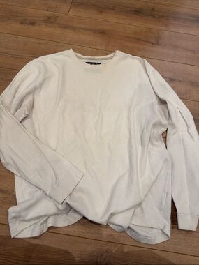 Men's Crewneck Waffle Knit Sweater in Cream